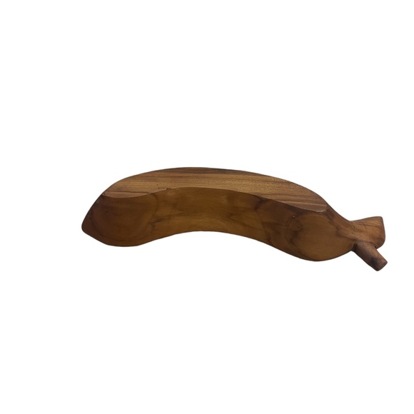 Vintage Teak Wood Monkey Pod Leaf Shape Divided Nut Dish, - Picture 4 of 7
